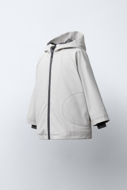 ZARA ПРОРЕЗИНЕННЫЙ ДОЖДЕВИК WATER RESISTANT, ЦВЕТ ЛЬДА