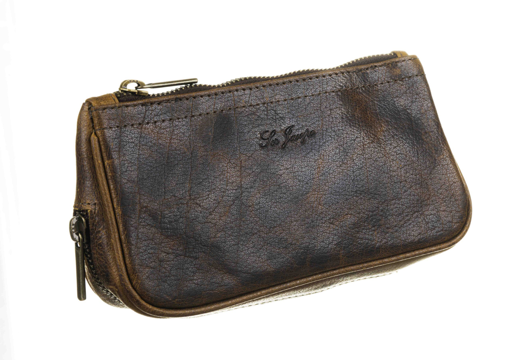 Сумка Ser Jacopo для 2 трубок и табака, натуральная кожа, подарочная упаковка