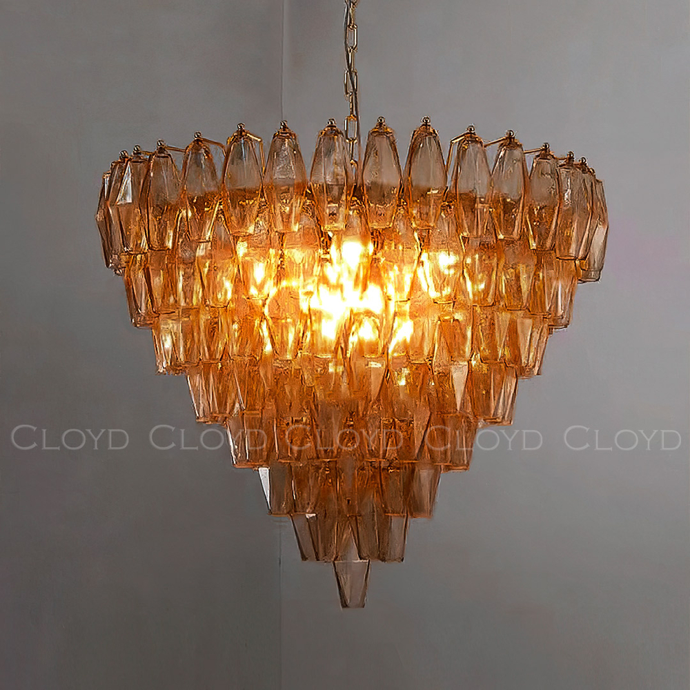 Люстра Cloyd CALCUTTA C9 / Ø60 см - латунь - янтарн.стекло (арт.11682)