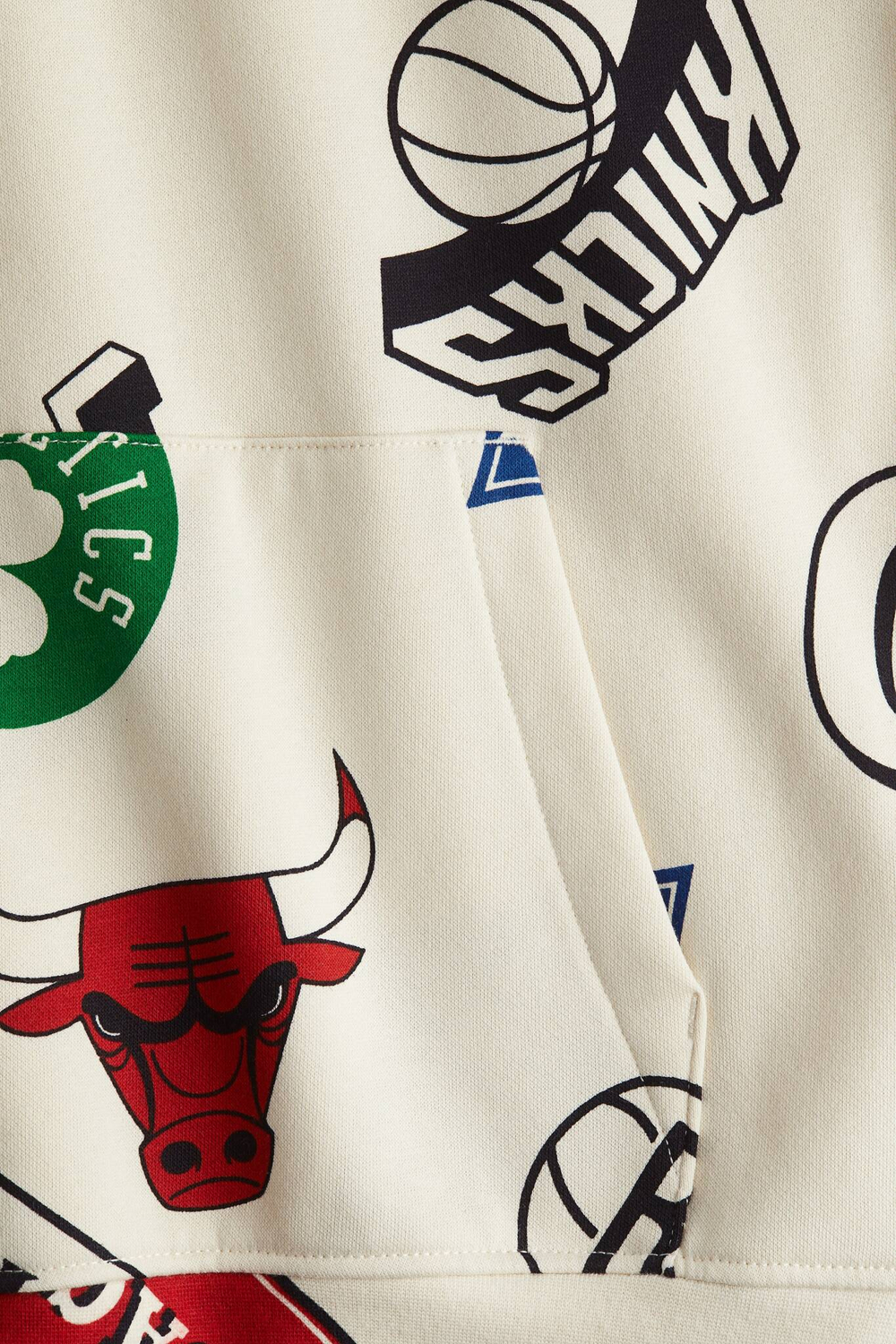 H&M Толстовка с капюшоном и принтом, светло-бежевый