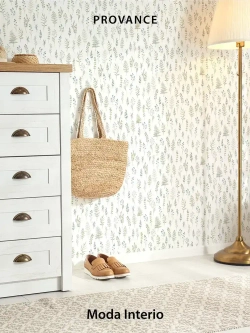 Обои флизелиновые Provance (Moda Interio), прованс веточки сине-зеленые, для прихожей, метровые