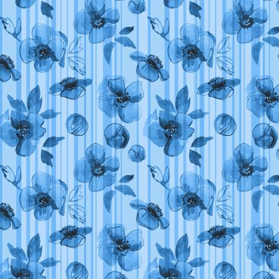 Синие цветы. Акварель