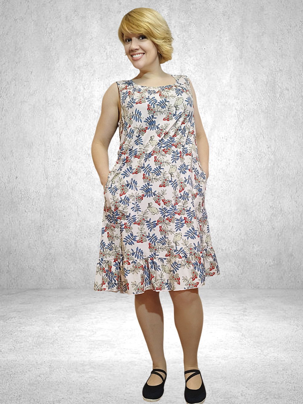 0141 Домашний сарафан с боковыми карманами (56)