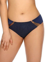 Плавки-бразилиана с вставками с медным отливом (Размер: XXL) (Цвет: темно-синий)