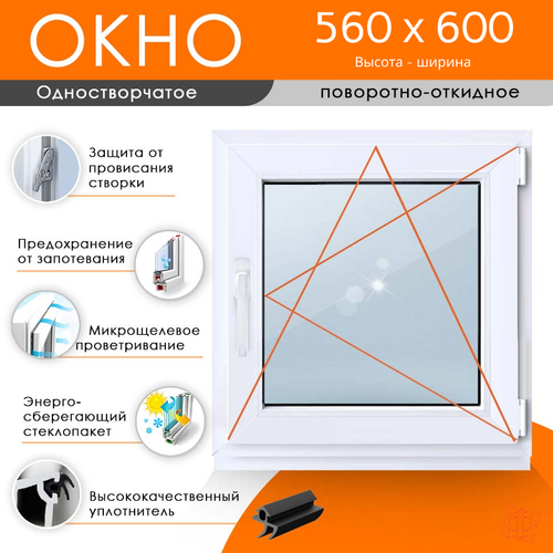 Пластиковое окно 560 х 600 ТермА Эко