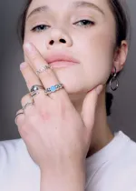 Кольцо Шары с голубым халцедоном