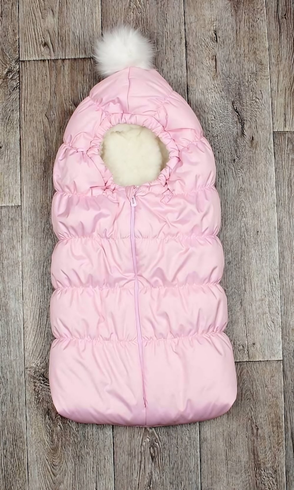 Конверт с помпоном зимний, Цвет: розовый, Размер: 62, Утеплитель-синтепон