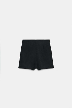 ZARA ЮБКА-ШОРТЫ ДРАПИРОВАННАЯ БЛЕСТЯЩАЯ, ЧЕРНЫЙ