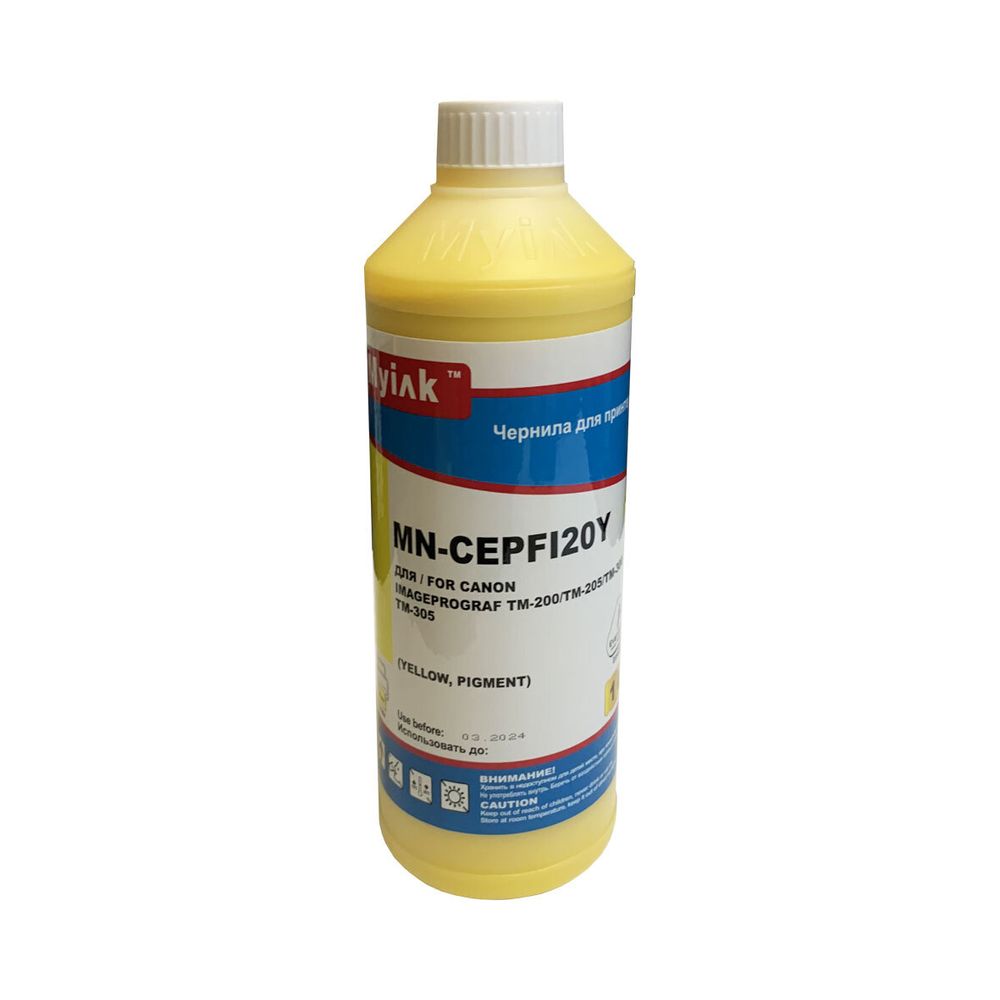 Чернила MyInk CEPFI20Y для CANON (PFI-120Y/PFI-706Y) imagePROGRAF TM-300, iPF9400/8400 (1л, Pigment) yellow