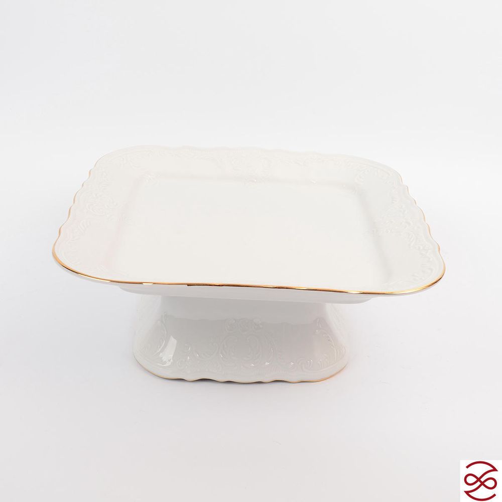 Поднос на ножке Bernadotte Белый узор 26см