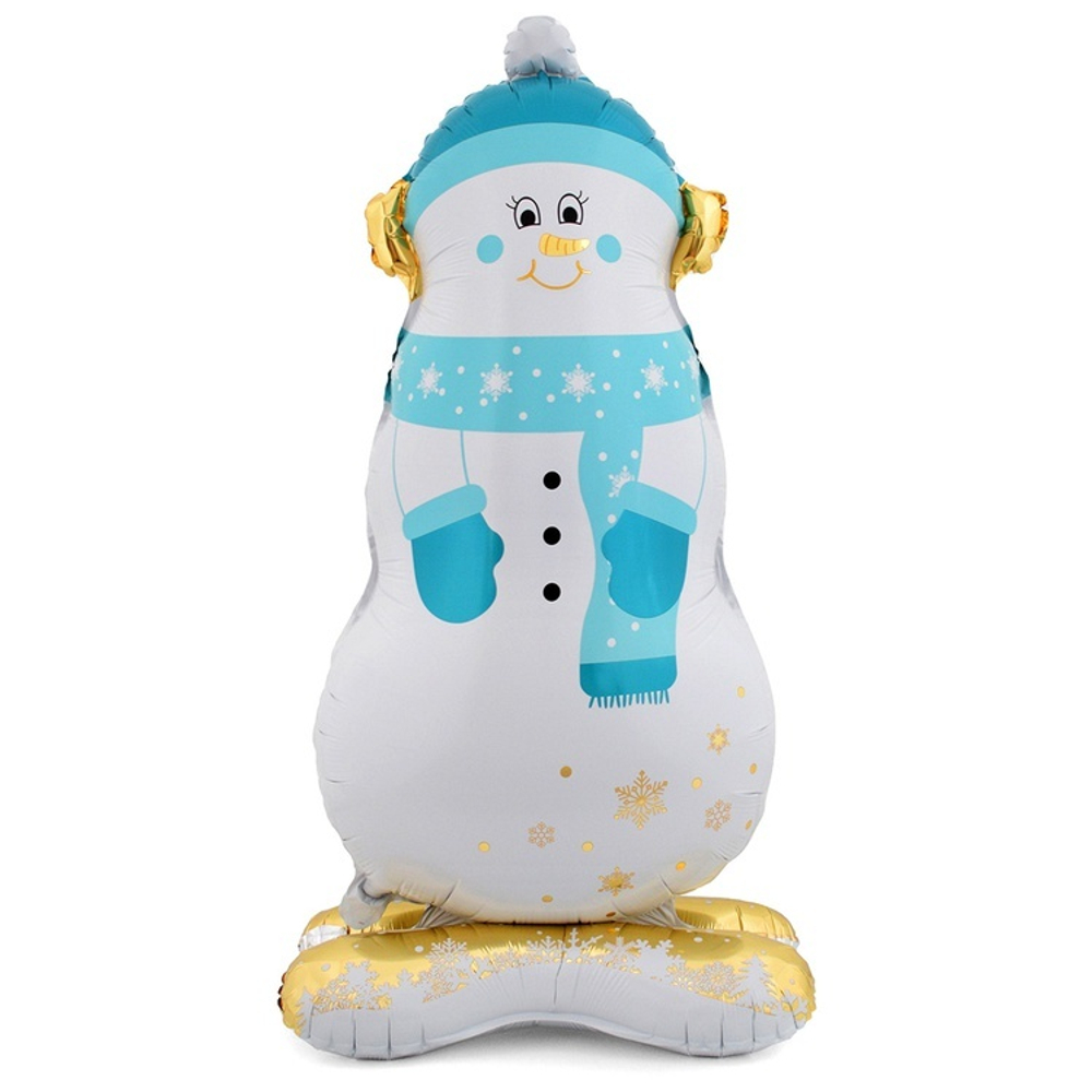 Ростовой шар "Снеговик в голубом шарфе" 119 см