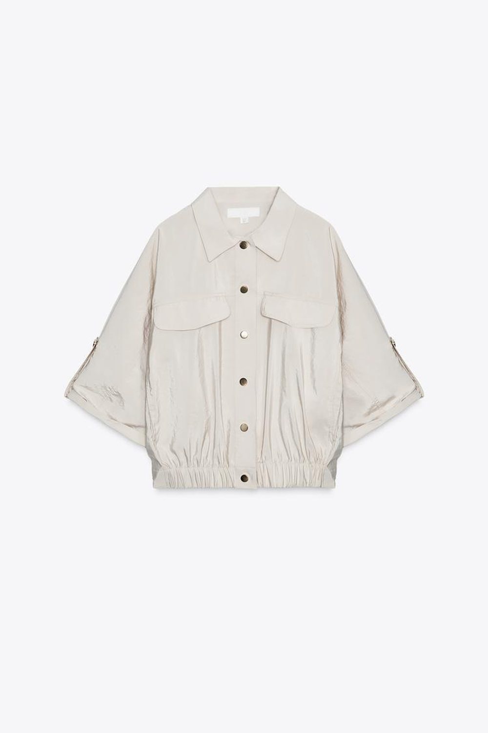 ZARA РУБАШКА САФАРИ С КОРОТКИМИ РУКАВАМИ, КРЕМОВЫЙ