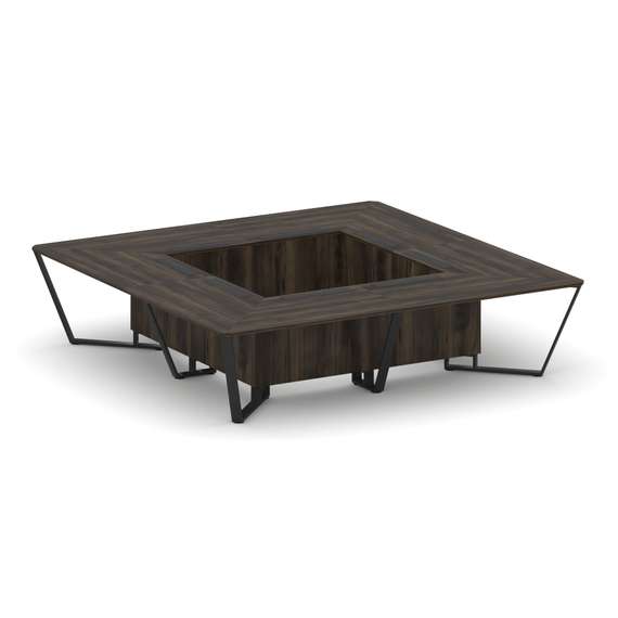 Steel Meet Стол переговорный квадратный KD-PR.B.SP-16K Дуб Мали/Металл Черный 3200*3200*750