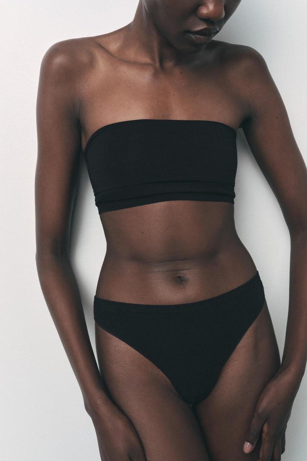 ZARA БЕСШОВНЫЕ СТРИНГИ, ЧЕРНЫЙ