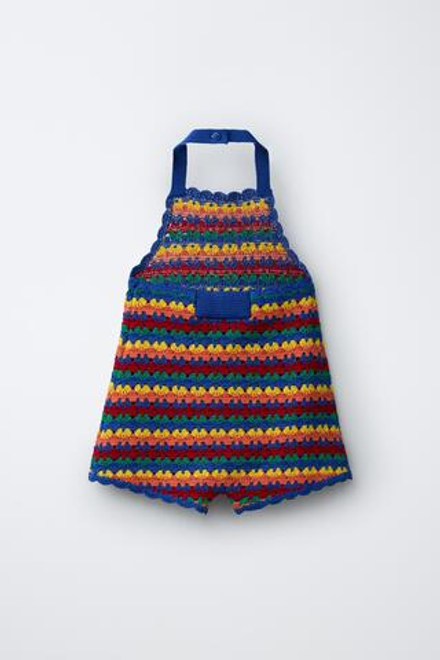 ZARA КОРОТКИЙ КОМБИНЕЗОН КРОШЕ, РАЗНОЦВЕТНЫЙ