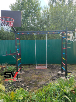 Монтаж уличной шведской стенки Sv Sport Рукоход (4 вертикальных столба)