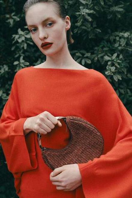 ZARA СУМКА С МЕТАЛЛИЧЕСКОЙ РУЧКОЙ, КОРИЧНЕВЫЙ