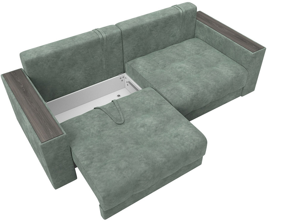 Диван прямой с декором Лига-049 НПБ, BRUT 08 ВЕЛЮР зеленый