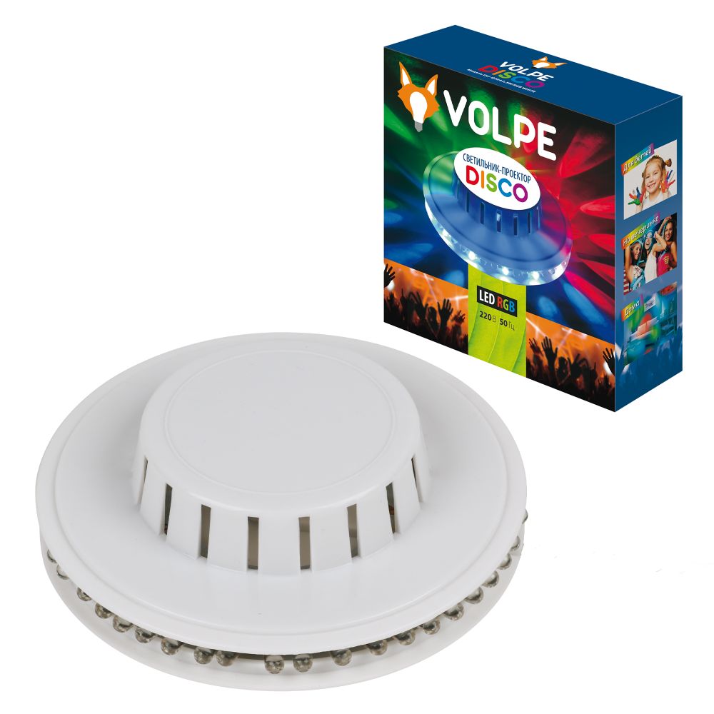 Светодиодный светильник-проектор ULI-Q304 2.5W-RGB WHITE. Напольный. Серия DISCO. многоцветный. Горизонтальная проекция. ТМ VOLPE. Кабель с вилкой. 220В. Цвет корпуса белый.