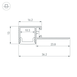 Профиль FANTOM-BENT-W12-TOP-EDGE-2000 ANOD (Arlight, Алюминий) 040328(1)