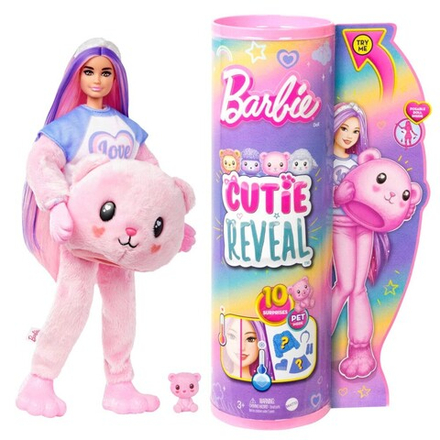 Barbie Cutie Reveal - Розовый плюшевый мишка Барби + кукла-питомец HKR04 / артикул   HKR02 HKR04  / GTIN 194735106974