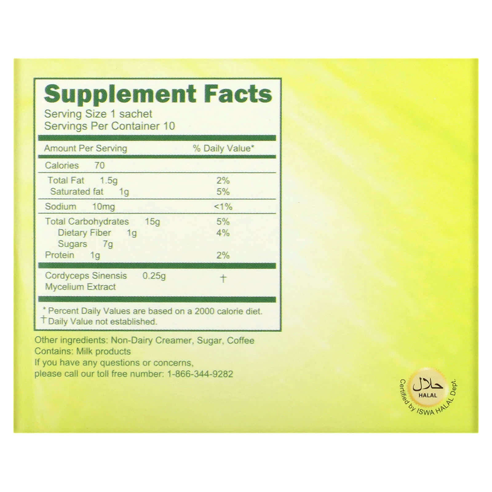 Longreen, Cordyceps Coffee, 4 в 1, кофе с кордицепсом, 10 пакетиков, 182 г (6,4 унции)