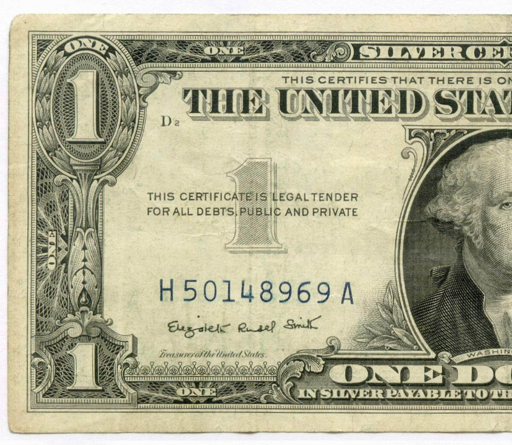 Банкнота США 1 доллар (серебряный сертификат) 1957A H 50148969 A. VF