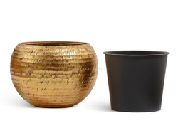 Кашпо TREEZ Effectory - Metal - Полусфера - Чеканное золото