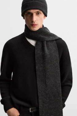 ZARA ШЕРСТЯНАЯ ШАПКА БИНИ, СЕРЫЙ С МЕЛАНЖЕВЫМ ЭФФЕКТОМ