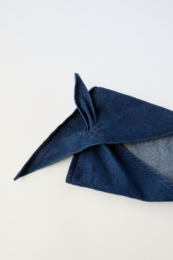 ZARA ДЖИНСОВЫЙ ПЛАТОК ТРЕУГОЛЬНОЙ ФОРМЫ, ИНДИГО