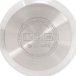 Кастрюля нерж, 2.6 л, с крыш, Daniks, Мадрид Gold, SD-318G, индукц