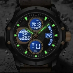 Часы наручные кварцевые NAVIFORCE на силиконовом ремешке, черный/коричневый W8880-01