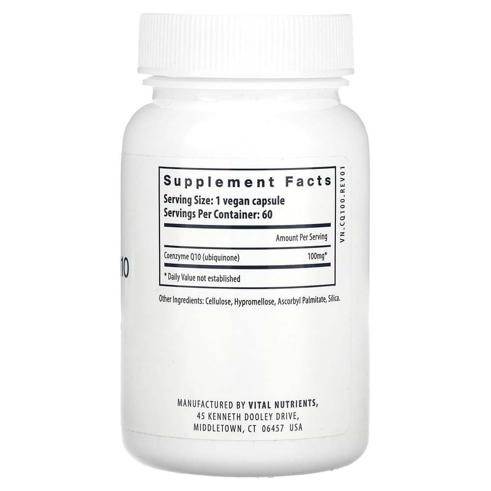Vital Nutrients, коэнзим Q10, 100 мг, 60 веганских капсул