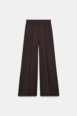 ZARA БРЮКИ MINIMAL WIDE LEG — ZW COLLECTION, КОРИЧНЕВЫЙ
