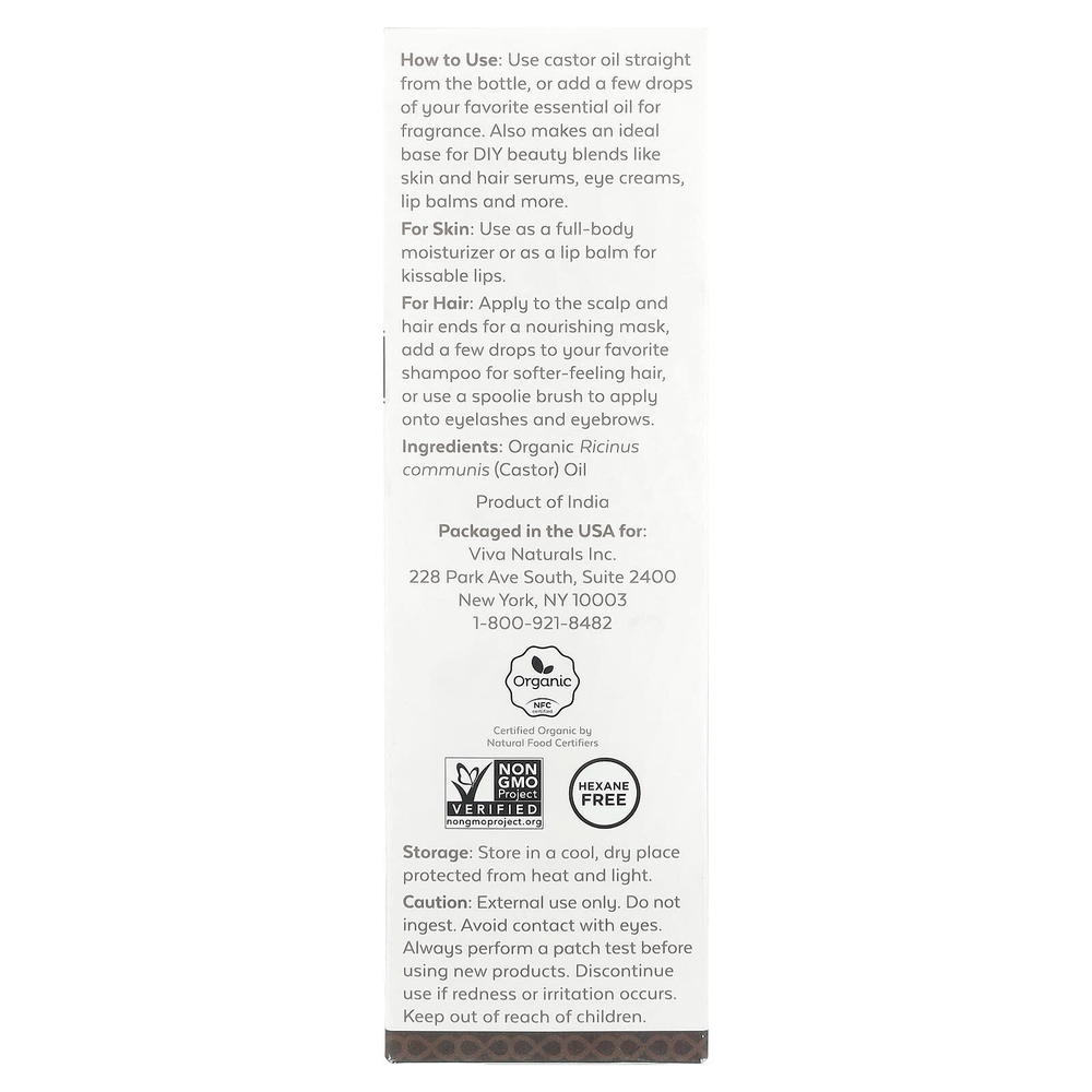 Viva Naturals, органическое касторовое масло, 473 мл (16 жидк. унций)