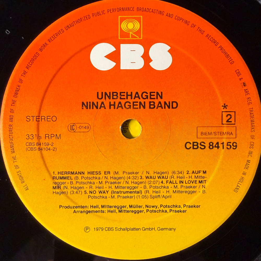 Nina Hagen Band - Unbehagen (Европа 1979г.)