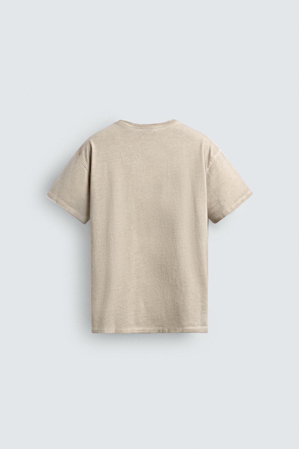 ZARA ФУТБОЛКА С ВИНТАЖНЫМ ПРИНТОМ, БЕЖЕВЫЙ