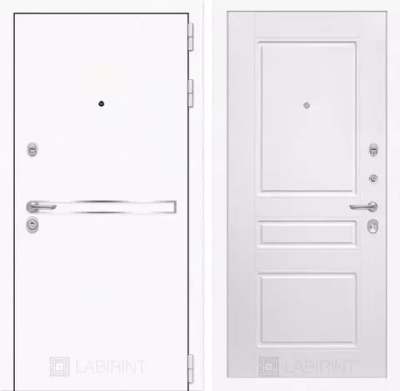 Дверь входная Лабиринт Лайн WHITE 03 - Белый софт металлическая
