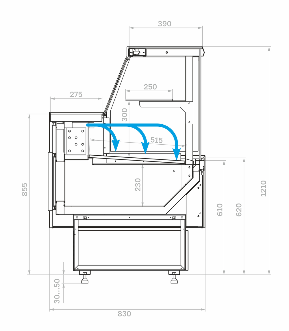 Холодильная витрина Carboma PRAIA 2 GC85 SV 1,25-1 с боковинами