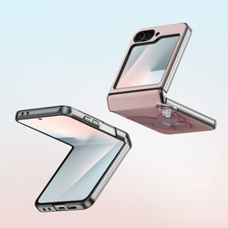 Чехол розового цвета (Butterfly Edition) из искусственной кожи от Dux Ducis для Samsung Flip 7 FE (W25 Flip) и Flip 6, серия Luvy Series Case