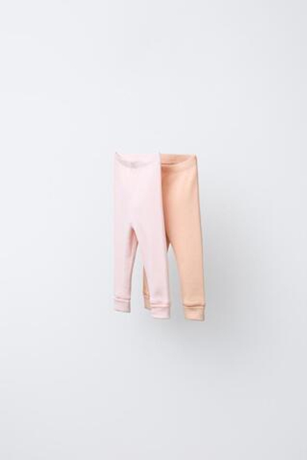 ZARA НАБОР ИЗ 2 ЛЕГИНСОВ В РУБЧИК, РОЗОВЫЙ