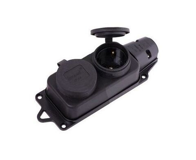 Колодка РП 16-232 ОУ двойная 2 гн. с загл. каучук 2P+PE 1x16 220-240V IP44 Витебск (РБ)