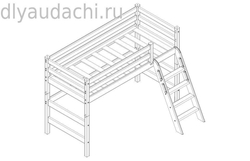 Вариант 6 Полувысокая кровать "Соня" с наклонной лестницей Белый