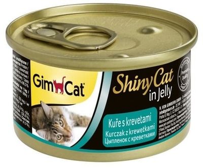 Влажный корм GimCat ShinyCat для кошек из цыпленка с креветками, банка 70 г