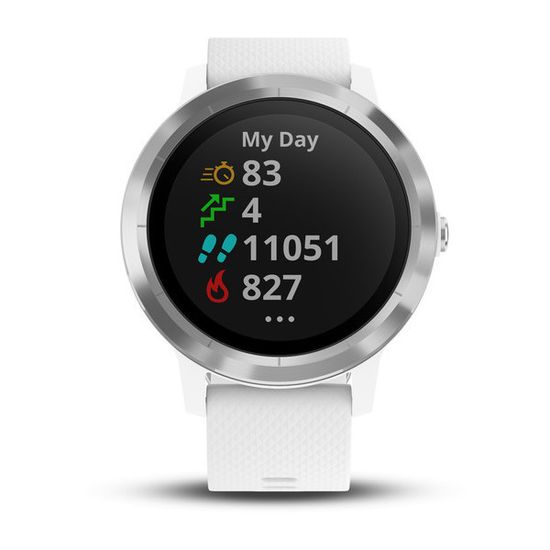 Смарт часы Garmin Vivoactive 3, серебристые с белым ремешком 010-01769-22
