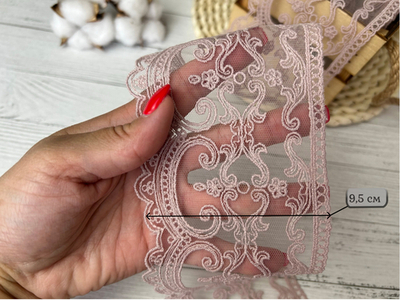 Кружево НА СЕТКЕ пудра 9.5см