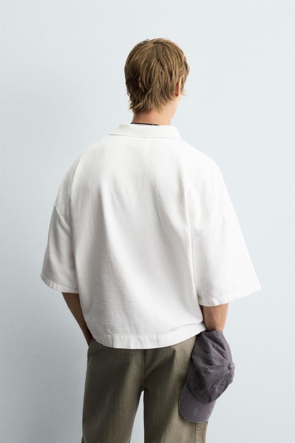 ZARA ПОЛО С ВЫШИВКОЙ СВОБОДНОГО КРОЯ, БЕЛЫЙ