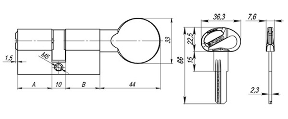 Цилиндровый механизм D-PRO502/60 (25+10+25) CP хром