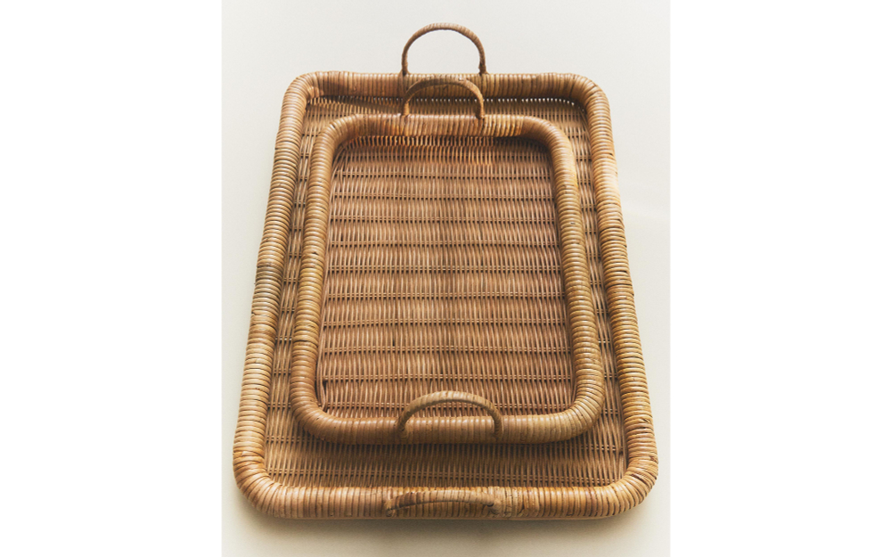 Zara Home Поднос из ротанга, цвет бежевый, 40 см