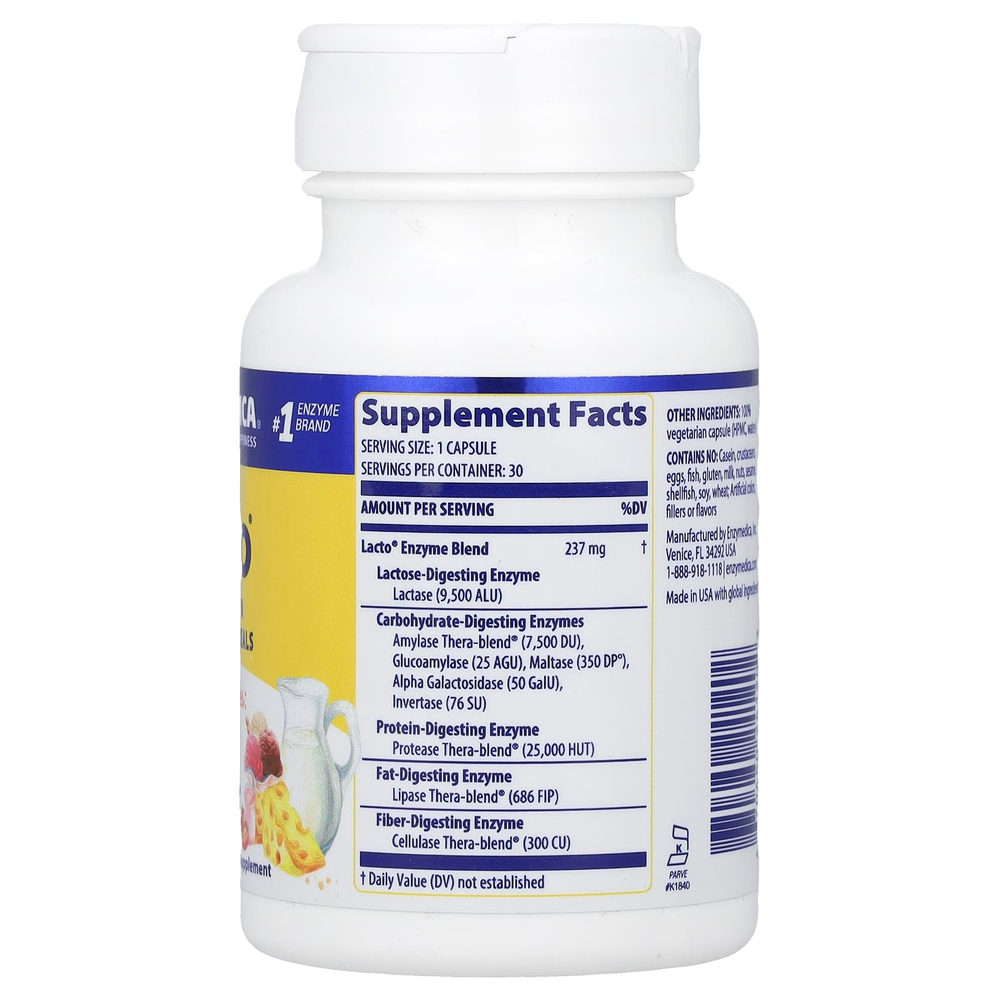Enzymedica, Lacto®, 30 капсул